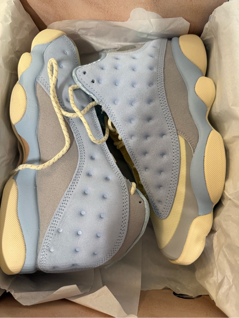Jordan Pale Blue and Cream Suede Sneakers . Men’s 5.5, woman’s 7 , euro 38